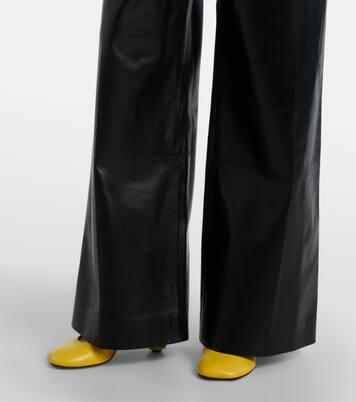 개더 레더 와이드 팬츠 | Loewe