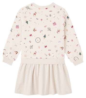 Maggie layered printed cotton jersey dress | Wheat
