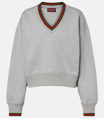 Web Stripe cotton-blend jersey sweatshirt | Gucci