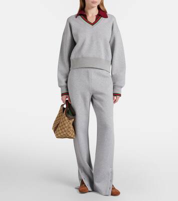 Web Stripe cotton-blend jersey sweatshirt | Gucci