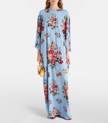 Caftano in misto seta con stampa floreale | Dolce&Gabbana