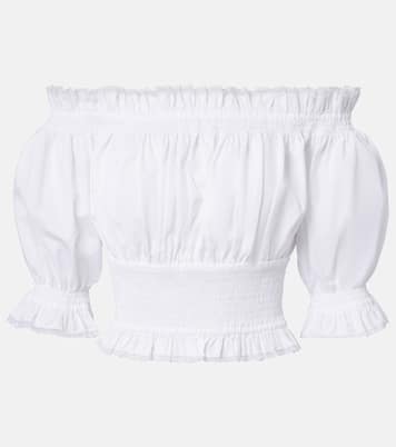 Off-shoulder cotton-blend poplin crop top | Dolce&Gabbana
