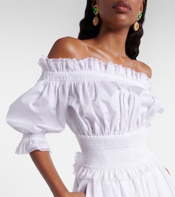 Off-shoulder cotton-blend poplin crop top | Dolce&Gabbana