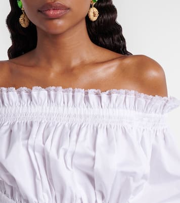 Off-shoulder cotton-blend poplin crop top | Dolce&Gabbana