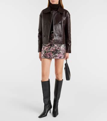 تنورة قصيرة مزينة بالترتر بطبعات الورود | Self-Portrait