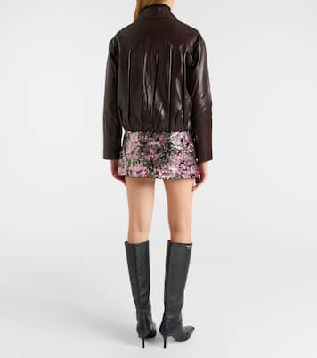 تنورة قصيرة مزينة بالترتر بطبعات الورود | Self-Portrait