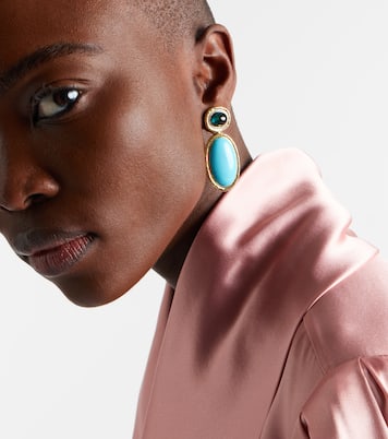 Pendientes Bermuda Blue de oro de 18 ct con turquesas, turmalinas y diamantes | Octavia Elizabeth