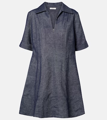 Cotton and linen chambray minidress | Vince