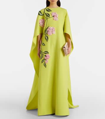 Vestido de fiesta Porcelain Flower en mezcla de lana | Oscar de la Renta