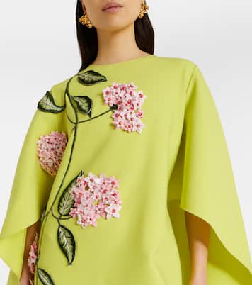 Vestido de fiesta Porcelain Flower en mezcla de lana | Oscar de la Renta