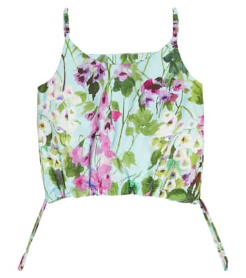 Top raccourci en coton à fleurs | Dolce&Gabbana Kids
