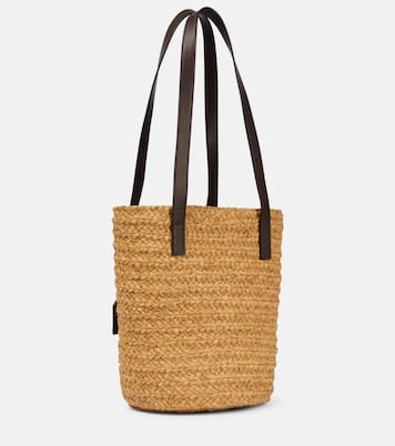 Secchiello Panier Small in rafia e pelle | Saint Laurent
