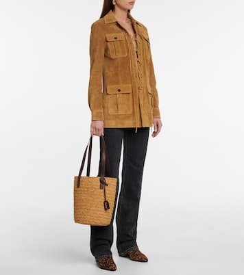 Secchiello Panier Small in rafia e pelle | Saint Laurent