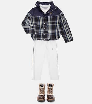 Suede-panel leather hiking boots | Brunello Cucinelli Kids