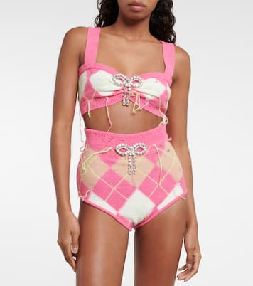 Embellished argyle crop top | Area