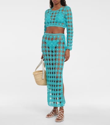 Rosette crochet cotton maxi skirt | Anna Kosturova