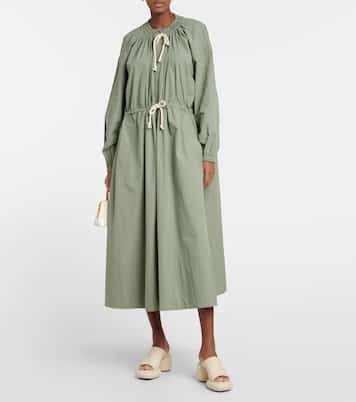 Drawstring cotton poplin midi dress | Jil Sander