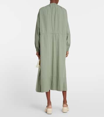 Drawstring cotton poplin midi dress | Jil Sander