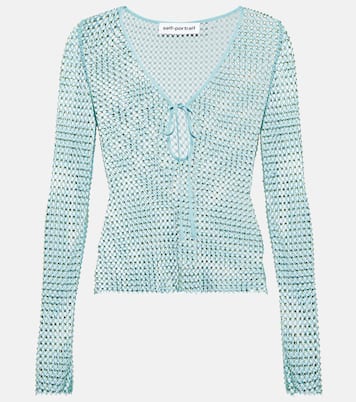 Crystal-embellished mesh top | Self-Portrait