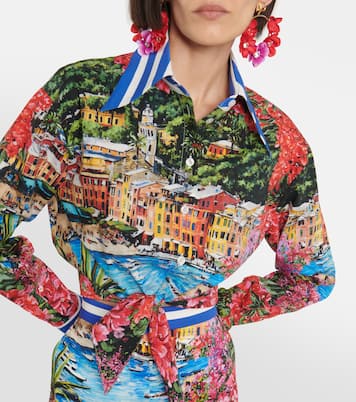 Portofino camisa en jersey de algodón estampada | Dolce&Gabbana