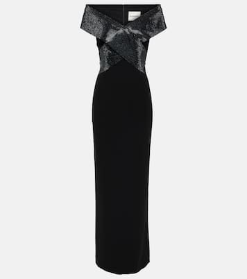 Off-Shoulder-Robe aus Cady und Samt | Roland Mouret