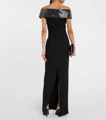 Off-Shoulder-Robe aus Cady und Samt | Roland Mouret