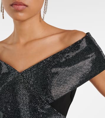 Off-Shoulder-Robe aus Cady und Samt | Roland Mouret