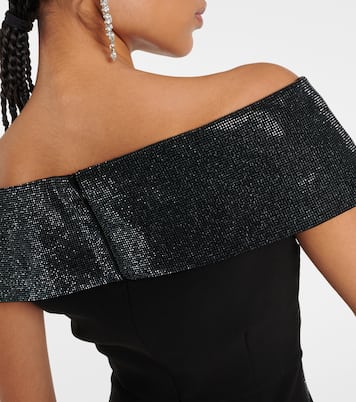 Off-Shoulder-Robe aus Cady und Samt | Roland Mouret
