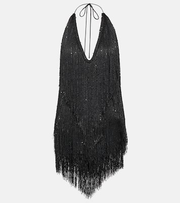 Embellished fringed halterneck minidress | Rotate