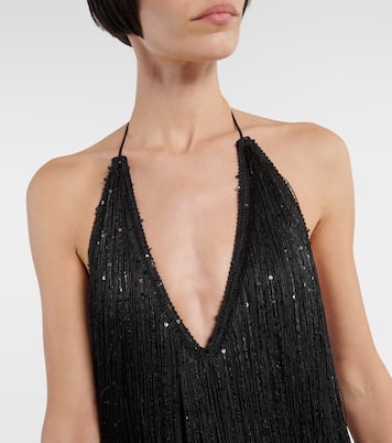 Embellished fringed halterneck minidress | Rotate