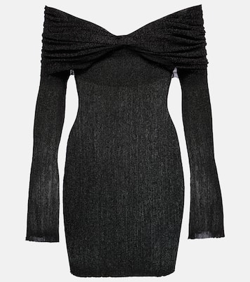 Off-shoulder ribbed-knit lamé minidress | Aya Muse