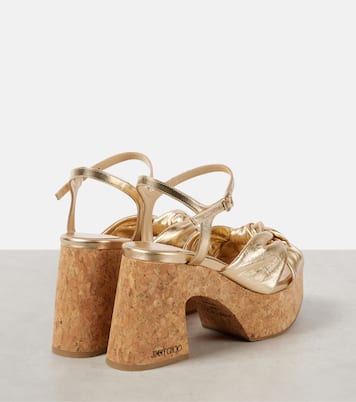 Heloise 95 metallic leather wedge sandals | Jimmy Choo