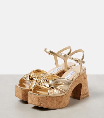 Heloise 95 metallic leather wedge sandals | Jimmy Choo