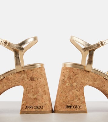 Heloise 95 metallic leather wedge sandals | Jimmy Choo