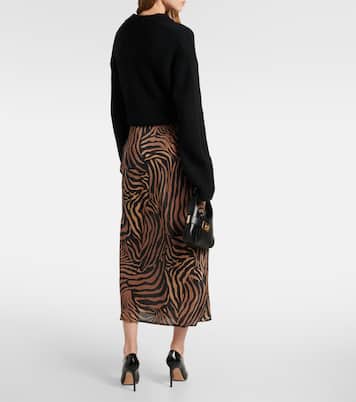 Falda midi Ardith de crepé de seda estampada | Rixo