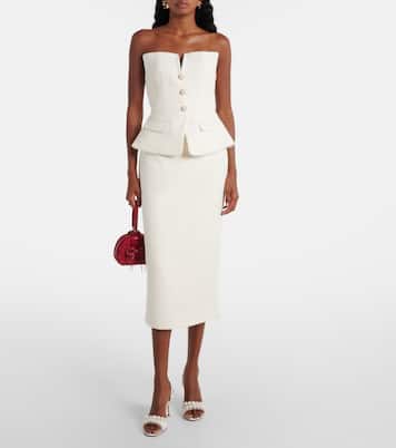 Bridal sequinned bouclé midi dress | Self-Portrait