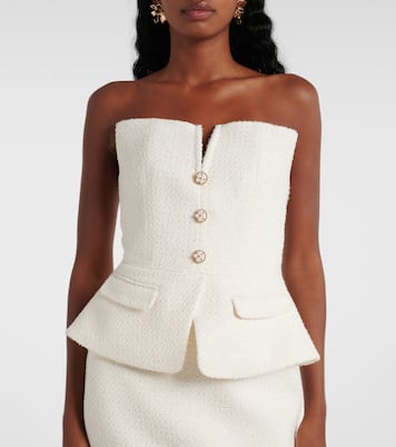 Bridal sequinned bouclé midi dress | Self-Portrait