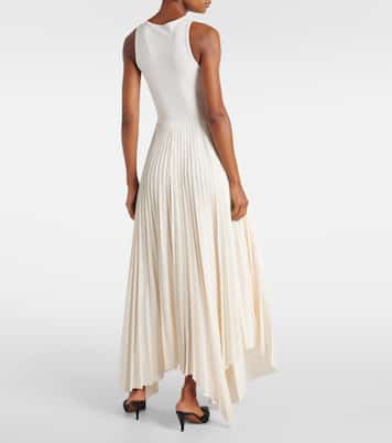 Abito midi in cotone a pieghe | McQueen
