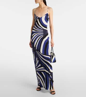 Abito lungo Iride in seta crêpe de chine | Pucci