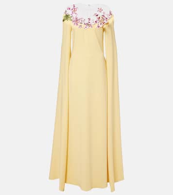 Watercolor Orchid embroidered silk-blend gown | Oscar de la Renta