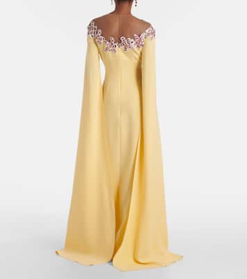 Watercolor Orchid embroidered silk-blend gown | Oscar de la Renta