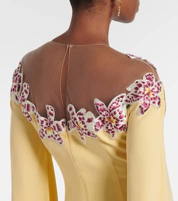 Watercolor Orchid embroidered silk-blend gown | Oscar de la Renta