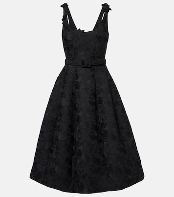 Orchid embroidered guipure lace midi dress | Oscar de la Renta