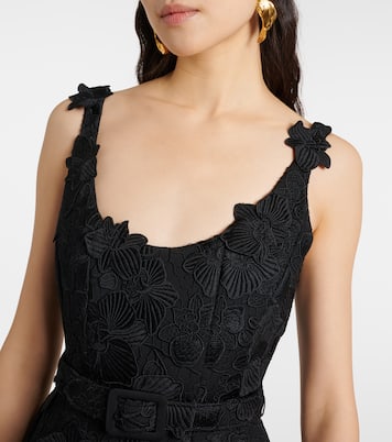 Orchid embroidered guipure lace midi dress | Oscar de la Renta