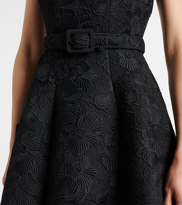 Orchid embroidered guipure lace midi dress | Oscar de la Renta