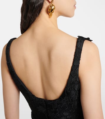 Orchid embroidered guipure lace midi dress | Oscar de la Renta