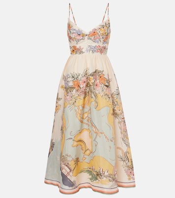 Robe midi Tallow en lin à fleurs | Zimmermann