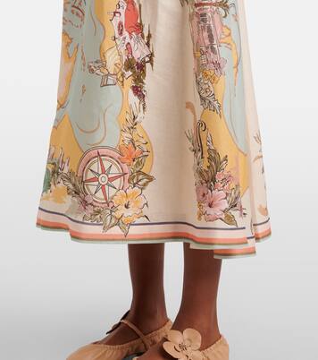 Robe midi Tallow en lin à fleurs | Zimmermann