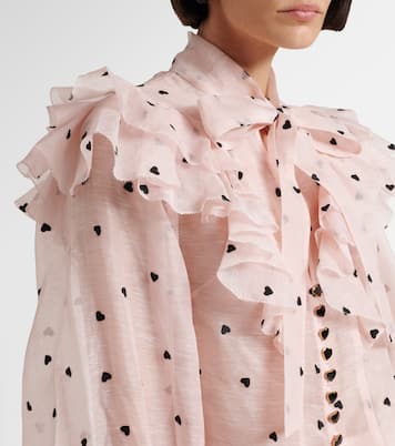 Blusa Crush in lino e seta con volant | Zimmermann