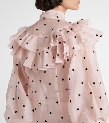 Blusa Crush in lino e seta con volant | Zimmermann